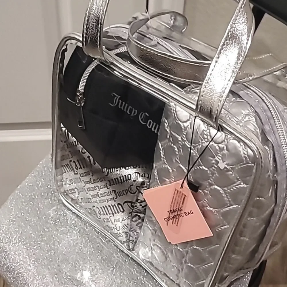 Juicy Couture Word Play & Quilted Heart Logo 4-Piece Nested Travel Cosmetic Bags
